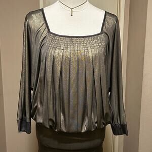 Bebe New Vintage 90s Women's Metallic Gray Blouse Size Medium
